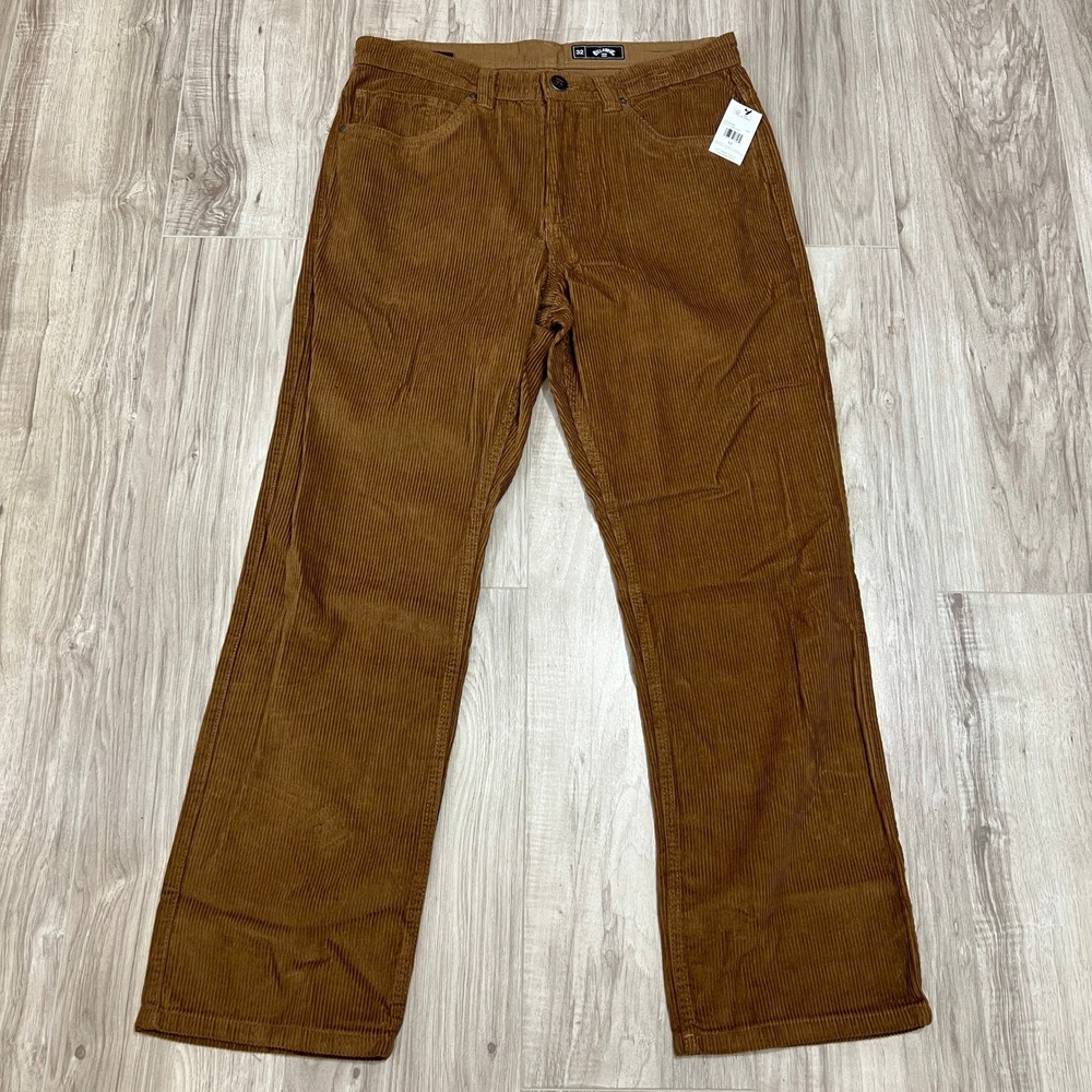 Billabong The 55 Cord Pant Mens Size 32 Brown Corduroy Straight Casual NWT
